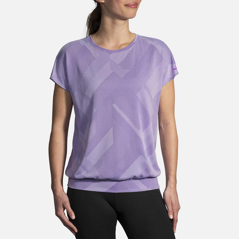 Brooks Women's Array Short Sleeve Running Shirt - Purple (YSUB84901)